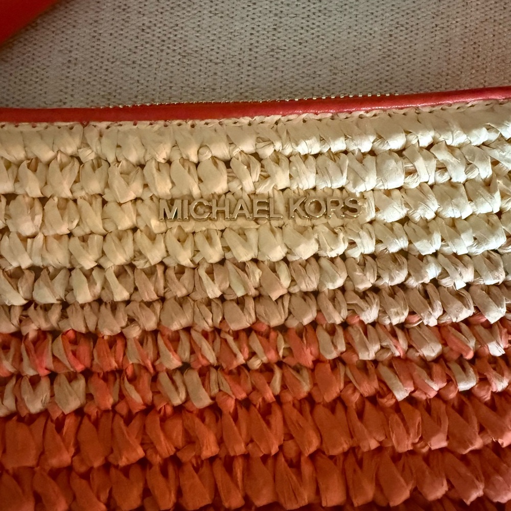 Michael Kors Red and Cream Woven Crossbody Bag - Picture 2 of 5